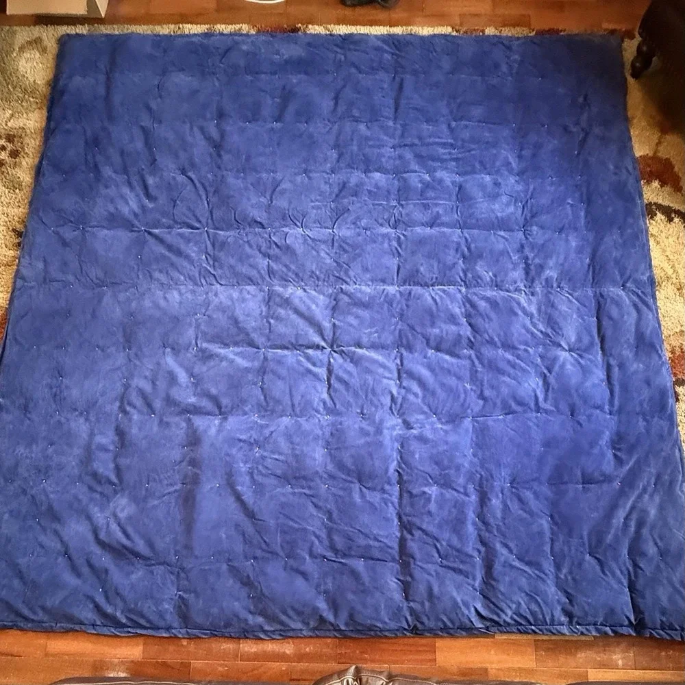 VTG Queen HEAVY Patchwork‎ Corduroy Velvet Suede Reversible Stuffed Quilt 93X96
